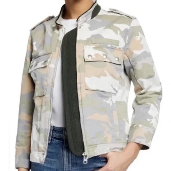NWT Zadig & Voltaire Women's Kavy Camou Jacket camouflage Military Jacket Size L - Picture 3 of 16